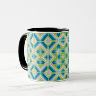 Abstractie geometrische vormen blauw groen wit ele mok
