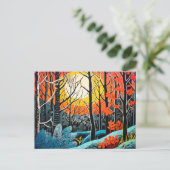Abstractie in een boswinters van Captivating Linoc Feestdagenkaart (Staand voorkant)