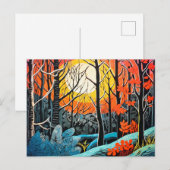 Abstractie in een boswinters van Captivating Linoc Feestdagenkaart (Voorkant / Achterkant)