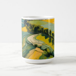 Abstractie Landbouwgebied en Groene Golvende Gebie Koffiemok