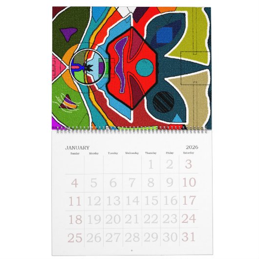 ABSTRACTIE Oorspronkelijke digitale schema's Kalender (Jan 2026)
