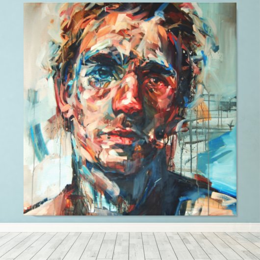 Abstractie, portret, olieverf, meisjesschilderij canvas afdruk (Insitu (Houten vloer))