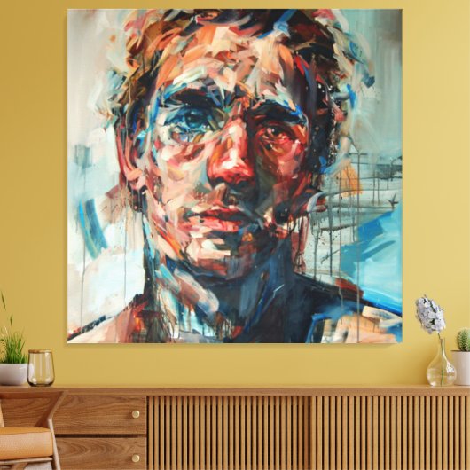 Abstractie, portret, olieverf, meisjesschilderij canvas afdruk (Insitu (Woonkamer))