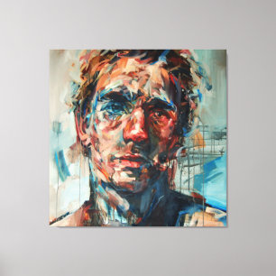 Abstractie, portret, olieverf, meisjesschilderij canvas afdruk