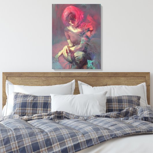 Abstractie, portret, olieverf, meisjesschilderij canvas afdruk (Insitu (Slaapkamer))