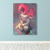 Abstractie, portret, olieverf, meisjesschilderij canvas afdruk (Insitu (Houten vloer))
