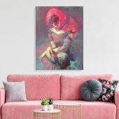 Abstractie, portret, olieverf, meisjesschilderij canvas afdruk (Insitu (Woonkamer))