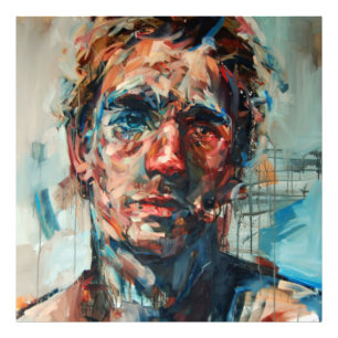 Abstractie, portret, olieverf, meisjesschilderij foto afdruk