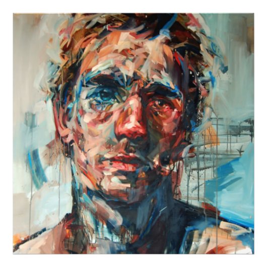 Abstractie, portret, olieverf, meisjesschilderij foto afdruk (Voorkant)