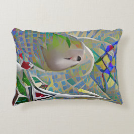 Abstractie - twee vogels die over een kleurrijk mo accent kussen