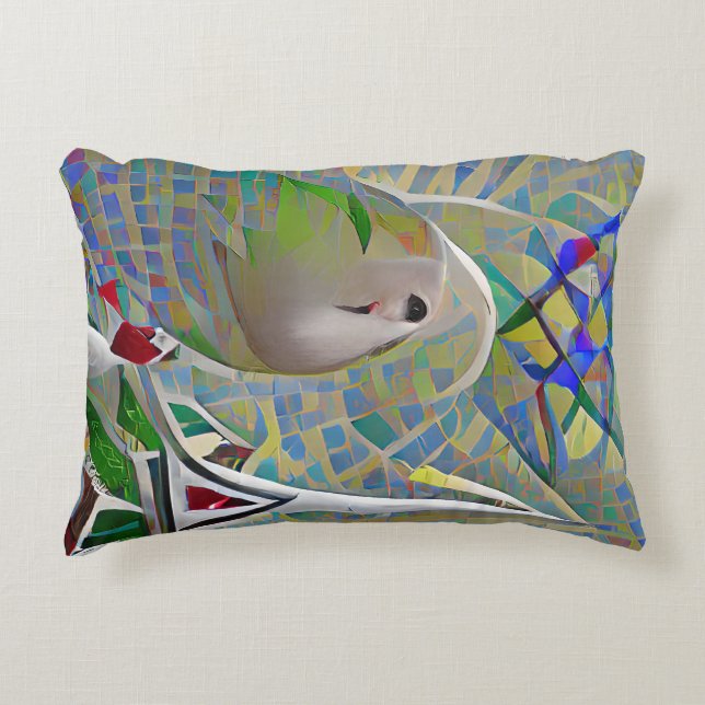 Abstractie - twee vogels die over een kleurrijk mo accent kussen (Voorkant)