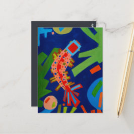abstractie, vis, karper, kubisme, briefkaart