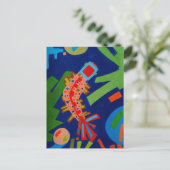 abstractie, vis, karper, kubisme, briefkaart (Staand voorkant)