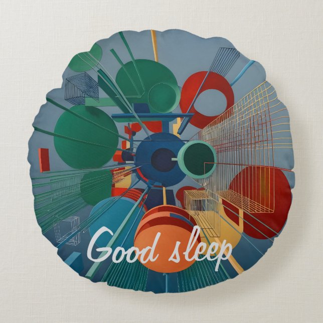 Abstractiekleur Rond Kussen (Voorkant)