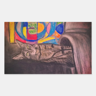 Abstracties van katten rechthoekige sticker