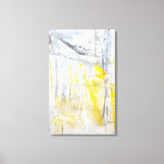 'Abstraction' Grijs en Geel Art Canvas Print (Voorkant)