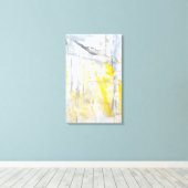'Abstraction' Grijs en Geel Art Canvas Print (Insitu (Houten vloer))