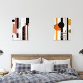 abstracto boho formas circulares naranja y negro muurkunst sets (Slaapkamer)