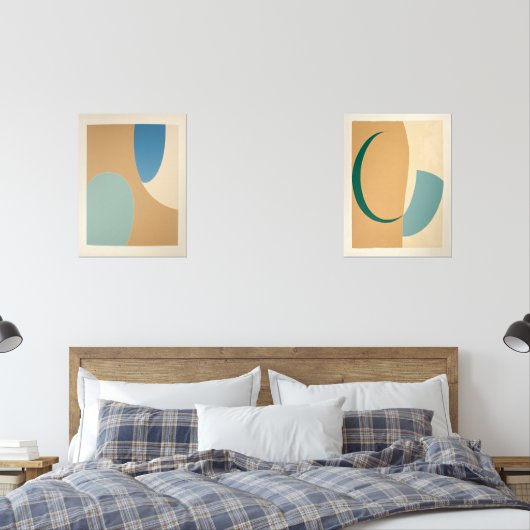 abstracto boho formas verdes suaves muurkunst sets (Slaapkamer)
