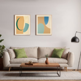 abstracto boho formas verdes suaves muurkunst sets