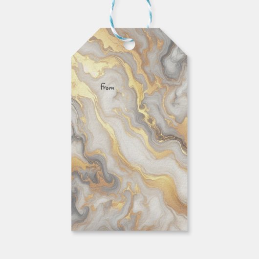 Abstracts goud op zwart en gemengd marmeren textur cadeaulabel (Achterkant)