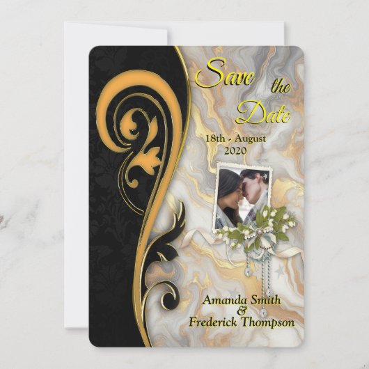 Abstracts goud op zwart en gemengd marmeren textur kaart (Voorkant)