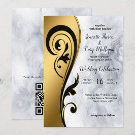 Abstracts goud op zwart en gemengd marmeren textur kaart