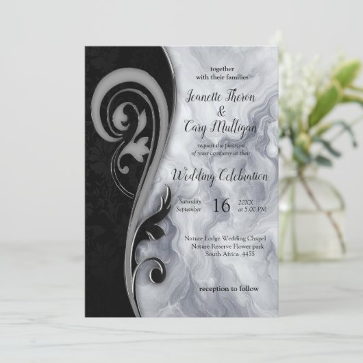 Abstracts goud op zwart en gemengd marmeren textur kaart (Staand voorkant)