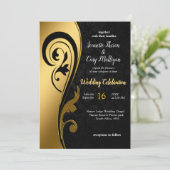 Abstracts goud op zwart en gemengd marmeren textur kaart (Staand voorkant)