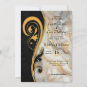 Abstracts goud op zwart en gemengd marmeren textur kaart (Voorkant)