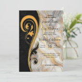 Abstracts goud op zwart en gemengd marmeren textur kaart (Staand voorkant)