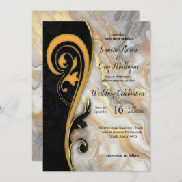 Abstracts goud op zwart en gemengd marmeren textur kaart