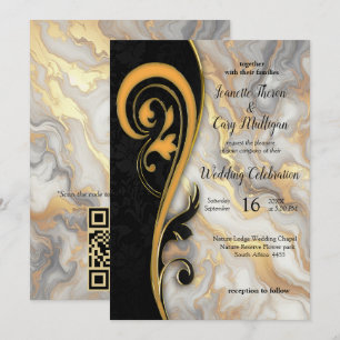 Abstracts goud op zwart en gemengd marmeren textur kaart