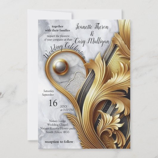 Abstracts goud op zwart en gemengd marmeren textur kaart (Voorkant)