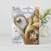 Abstracts goud op zwart en gemengd marmeren textur kaart (Staand voorkant)