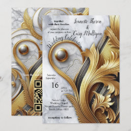 Abstracts goud op zwart en gemengd marmeren textur kaart