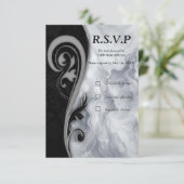 Abstracts goud op zwart en gemengd marmeren textur RSVP kaartje (Staand voorkant)