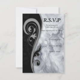 Abstracts goud op zwart en gemengd marmeren textur RSVP kaartje