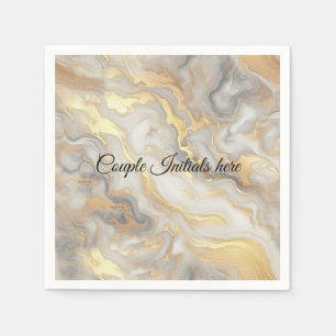 Abstracts goud op zwart en gemengd marmeren textur servet