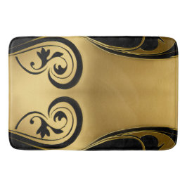 Abstracts met gouden accenten op zwart en wit badmat