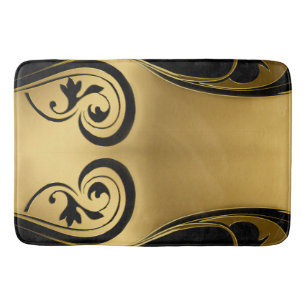 Abstracts met gouden accenten op zwart en wit badmat