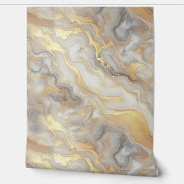 Abstracts met gouden accenten op zwart en wit behang