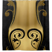 Abstracts met gouden accenten op zwart en wit douchegordijn (Voorkant)