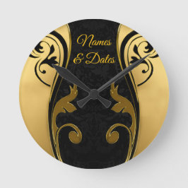 Abstracts met gouden accenten op zwart en wit ronde klok