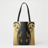 Abstracts met gouden accenten op zwart en wit tote bag (Voorkant)