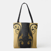 Abstracts met gouden accenten op zwart en wit tote bag (Achterkant)