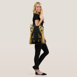 Abstracts met gouden accenten op zwart en wit tote bag