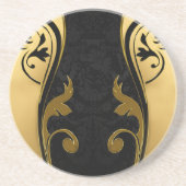 Abstracts met gouden accenten op zwart en wit zandsteen onderzetter (Voorkant)