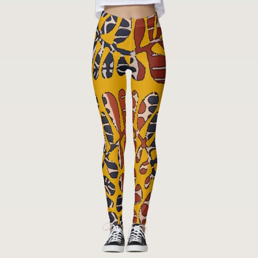 Abstracts Tan Leaves, Matisse style, Leggings (Voorkant)