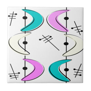 Abstracts van Atomic Era Boemerang Tegeltje